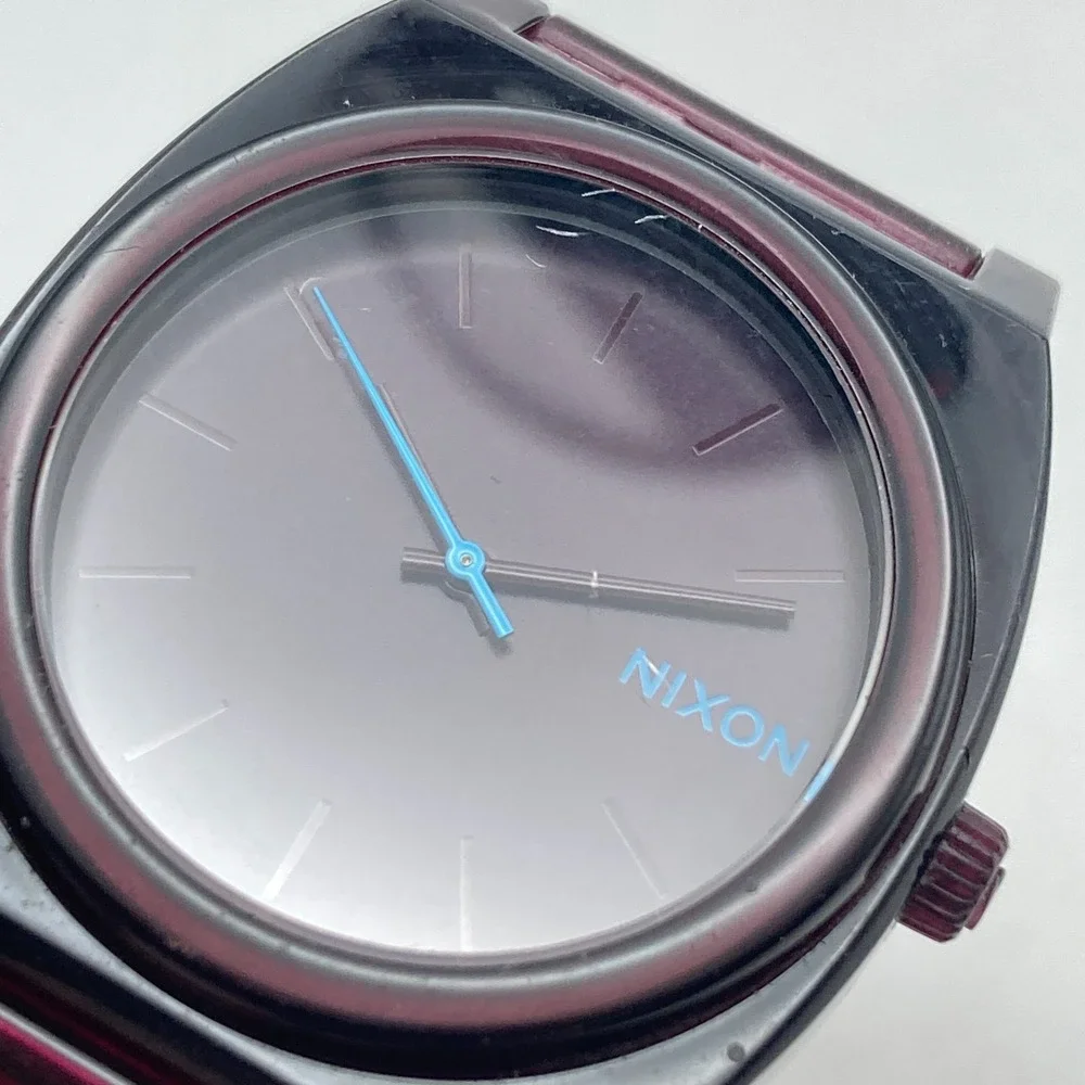 Nixon The Time Teller P Mens Watch 39mm Purple Minimal Polycarbonate New Battery
